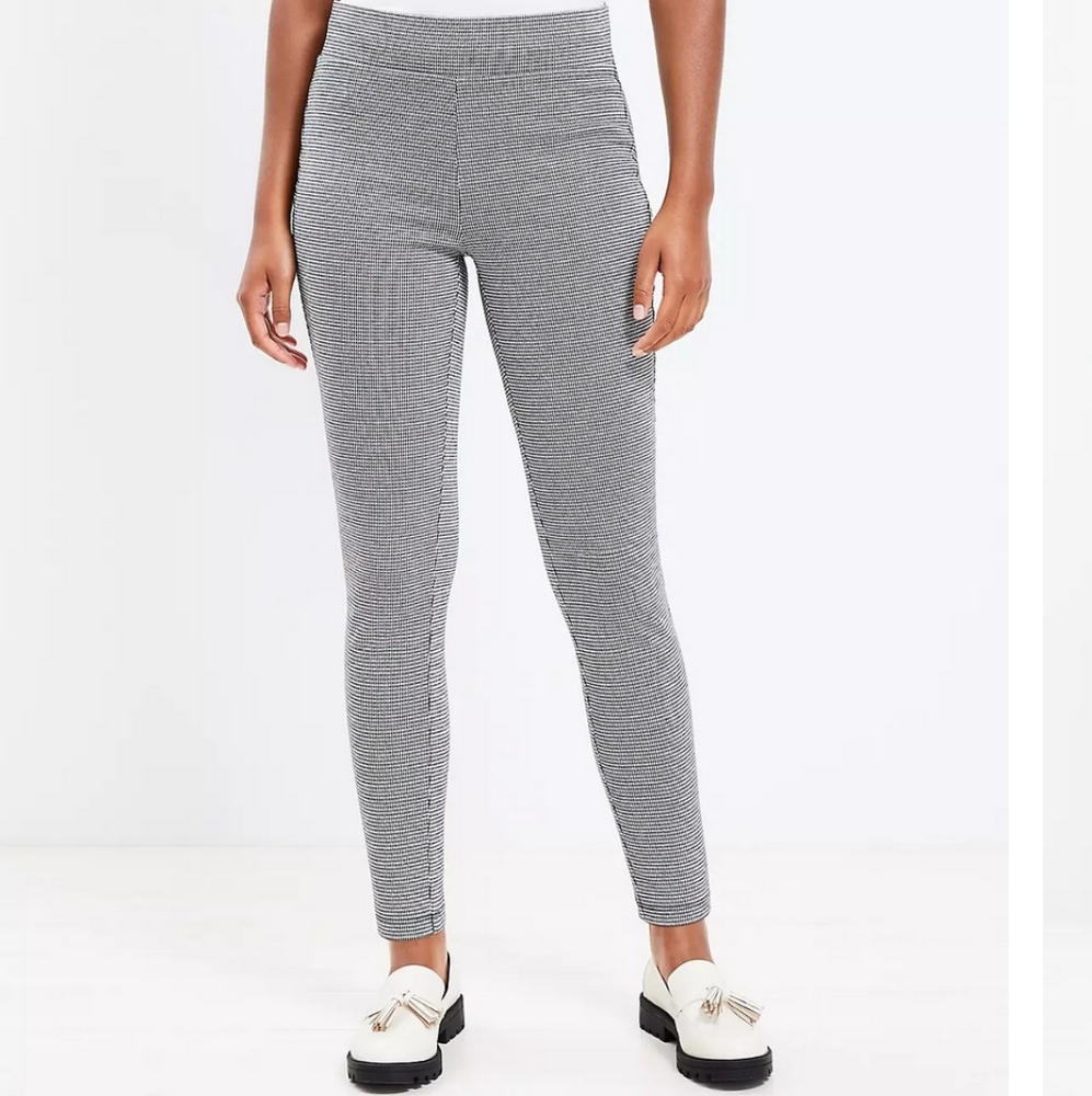 NWT LOFT Micro Houndstooth Legging In Black And White, Sz Medium
